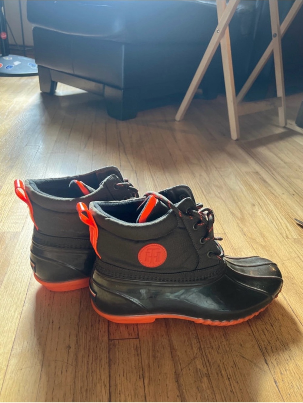 Tommy Hilfiger Black and Orange Hunter Style Ankle Boots